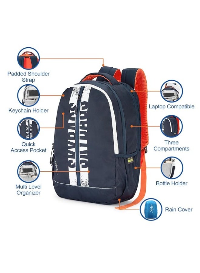 سكاي باجز Skybags Strider Pro 27 Liters Backpack With 17 Inch Laptop Compatible for Men & Women, Rain Cover, Side Bottle Pockets, Adjustable Shoulder Strap & Padded Back With Air Mesh - Image 5
